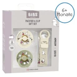 BIBS 3-tlg Geschenk-Set 2 Latex-Schnuller Colour 6-18 M + Schnullerband - Moomin Friends - Ivory / Sage -Baby Artikel bibs 3 tlg geschenk set 2 latex schnuller colour 6 18 m schnullerband moomin friends ivory sage 7500142 d6