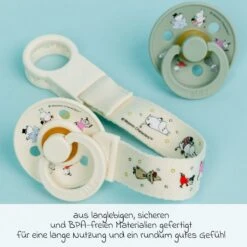 BIBS 3-tlg Geschenk-Set 2 Latex-Schnuller Colour 6-18 M + Schnullerband - Moomin Friends - Ivory / Sage -Baby Artikel bibs 3 tlg geschenk set 2 latex schnuller colour 6 18 m schnullerband moomin friends ivory sage 7500142 d9