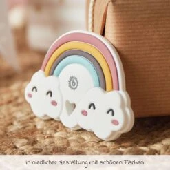 Beißring Aus Silikon - Regenbogen & Wolken -Baby Artikel bieco beissring aus silikon regenbogen wolken 24059021 d3