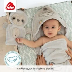 Fehn 2-tlg. Bade-Set - Kapuzenbadetuch & Waschhandschuh - Faultier -Baby Artikel fehn 2 tlg bade set kapuzenbadetuch waschhandschuh faultier set 1486 d2