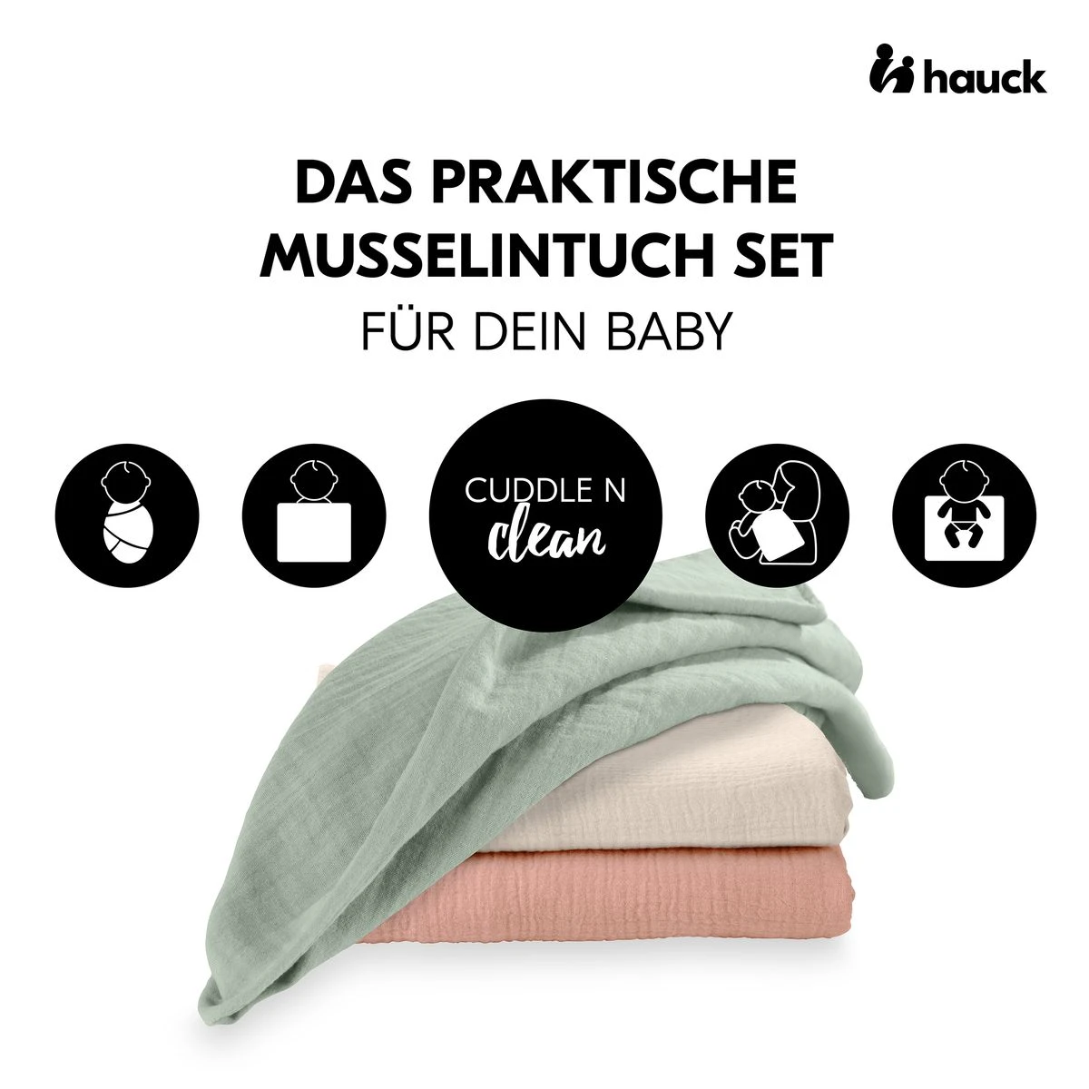 Mullwindeln / Mulltücher / Spucktücher Cuddle N Clean - 3er Set 80 x 80 cm - Sage / Beige / Cork HAUCK Mullwindeln / Mulltücher / Spucktücher Cuddle N Clean - 3er Set 80 X 80 Cm - Sage / Beige / Cork -Baby Artikel hauck mullwindeln mulltucher spucktucher cuddle n clean 3er set 80 x 80 cm sage beige cork 71122 d1