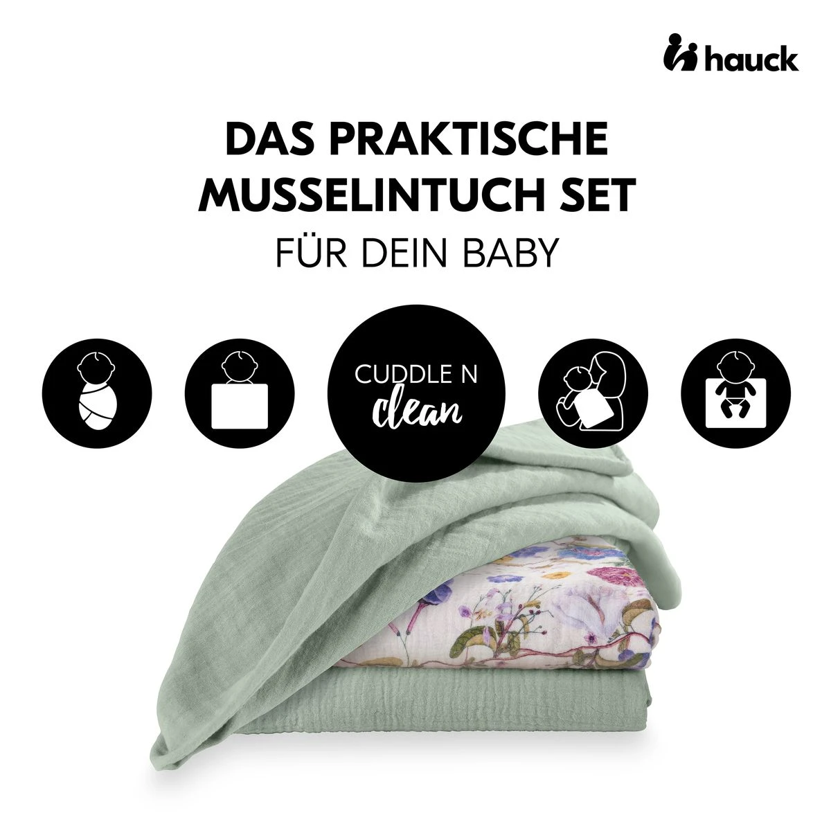 Mullwindeln / Mulltücher / Spucktücher Cuddle N Clean - 3er Set 80 x 80 cm - Sage / Beige / Floral HAUCK Mullwindeln / Mulltücher / Spucktücher Cuddle N Clean - 3er Set 80 X 80 Cm - Sage / Beige / Floral -Baby Artikel hauck mullwindeln mulltucher spucktucher cuddle n clean 3er set 80 x 80 cm sage beige floral 71124 d1