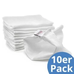 Mull-Waschhandschuh 10er Pack - Weiß