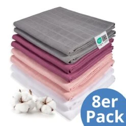 Mullwindel / Mulltuch 8er Pack 80 X 80 Cm - Orchidee / Puder