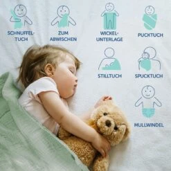 Mullwindel / Mulltuch 8er Pack 80 X 80 Cm - Patina / Mint -Baby Artikel makian mullwindel mulltuch 8er pack 80 x 80 cm patina mint mbp 8 d4