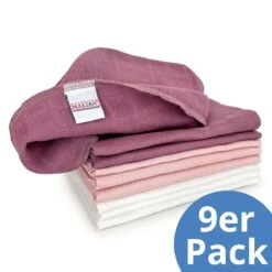 Mullwindel / Mulltuch / Spucktuch / Pflegetuch 9er Pack 40 X 40 Cm - Orchidee / Puder / Weiß