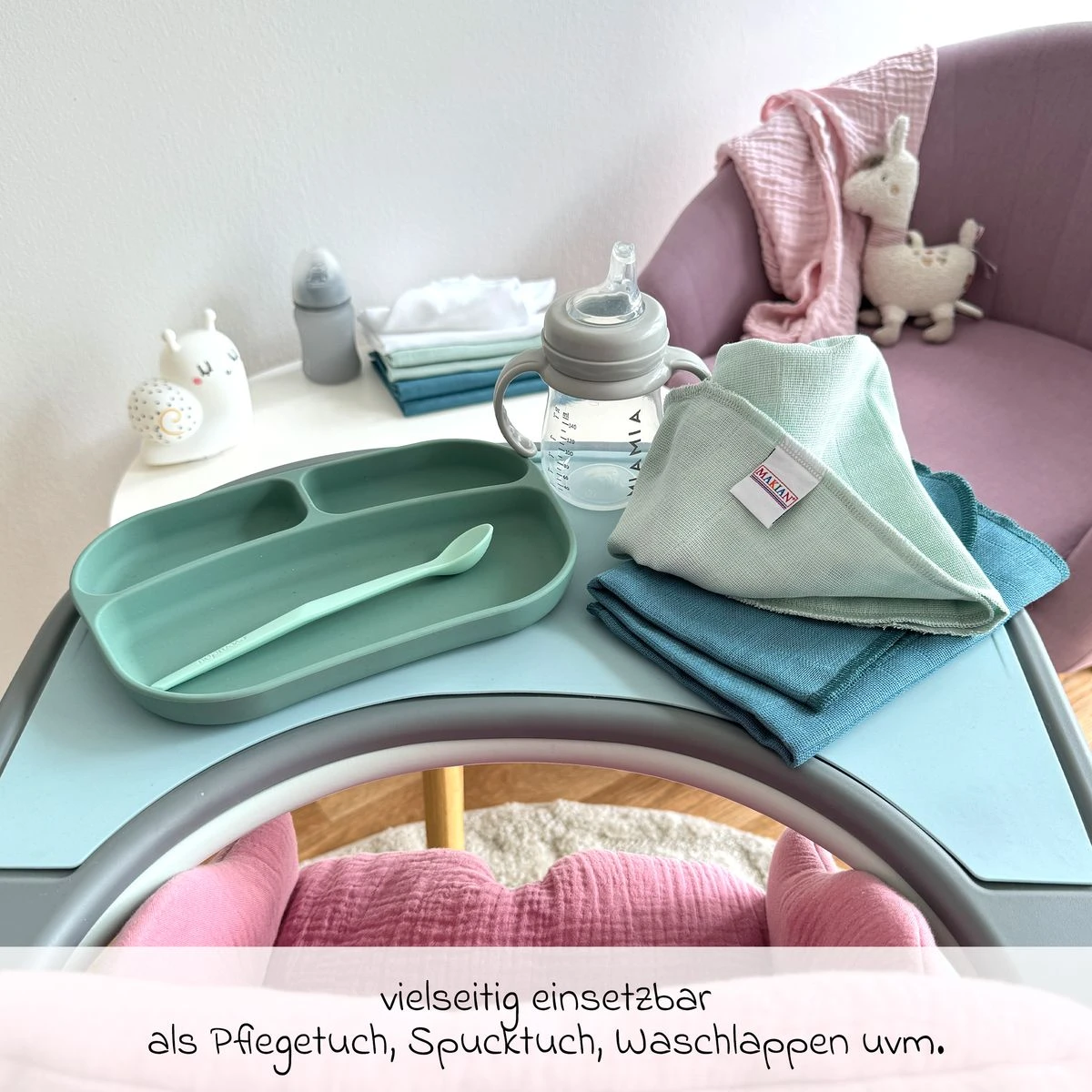 Mullwindel / Mulltuch / Spucktuch / Pflegetuch 9er Pack 40 x 40 cm - Patina / Mint / Weiß Mullwindel / Mulltuch / Spucktuch / Pflegetuch 9er Pack 40 X 40 Cm - Patina / Mint / Weiß -Baby Artikel makian mullwindel mulltuch spucktuch pflegetuch 9er pack 40 x 40 cm patina mint weiss dppmb 9 d2