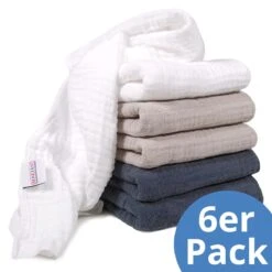 Mullwindel / Mulltuch 6er Pack 80 X 80 Cm - Graphit / Greige / Weiß