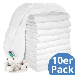Mullwindeln / Mulltücher / Spucktücher - 10er Pack 80 X 80 Cm - Weiß
