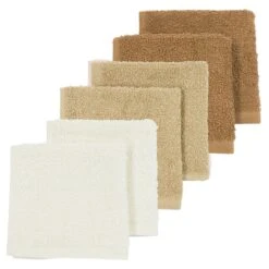 Waschtuch / Spucktuch 6er Pack Frottee 30 X 30 Cm - OffWhite / Sand / Toffee