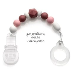 Schnullerkette Mit Silikon-Perlen & Gummiring Inkl. Clip - 2er Set - Grau Beere -Baby Artikel miamia schnullerkette mit silikon perlen gummiring inkl clip 2er set grau beere 51116 75457 d4
