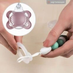 Schnullerkette Mit Silikon-Perlen & Gummiring Inkl. Clip - 2er Set - Grau Beere -Baby Artikel miamia schnullerkette mit silikon perlen gummiring inkl clip 2er set grau beere 51116 75457 d6