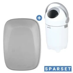 NATTOU Wickel-Set Mit Wickelunterlage Softy & Windeleimer Dropy - Grau Weiß
