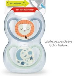 NUK Leucht-Schnuller 2er Pack Space Night - Silikon 0-6 M - Löwe / Nachthimmel -Baby Artikel nuk leucht schnuller 2er pack space night silikon 0 6 m lowe nachthimmel 10175329 d6