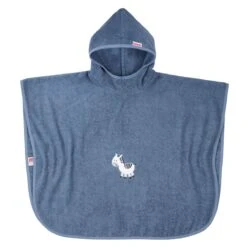 Bade-Poncho 75 X 60 Cm - Stickerei Zebra - Dunkelblau