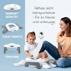 Reisetöpfchen / Faltbarer Toilettensitz Inkl. Aufbewahrungstasche - Weiß Grau -Baby Artikel zamboo reisetopfchen faltbarer toilettensitz inkl aufbewahrungstasche weiss grau 10000970 d2